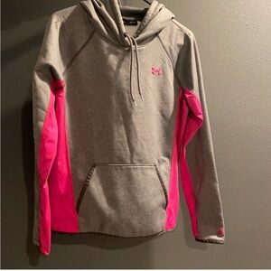 Women’s Under Armour Gray and Pink Hoodie; Size Medium